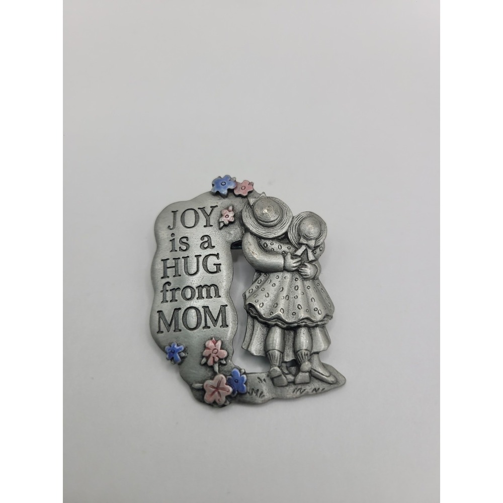 JJ Joy Is A Hug From Mom Brooch Mother Child Hug Pin Signed Jonette Jewelry